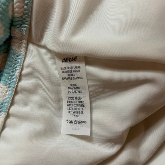 Aerie Polka Dot Pique Scoop Cheeky One Piece Swimsuit XL Blue White Beach Swim - Picture 4 of 8